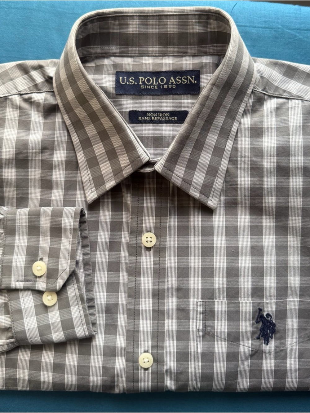U.S. Polo Assn. Gray and White Check Dress Shirt